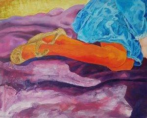 Jennifer Cunningham, "Red Legs", Egg tempera on panel, Unframed