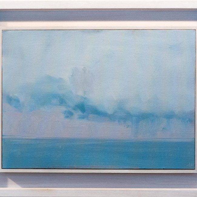 Kaye Maahs, "Evening Showers, Pink Horizon", Oil on board, 25 x 35cm, Unframed, 36x 46cm, Framed