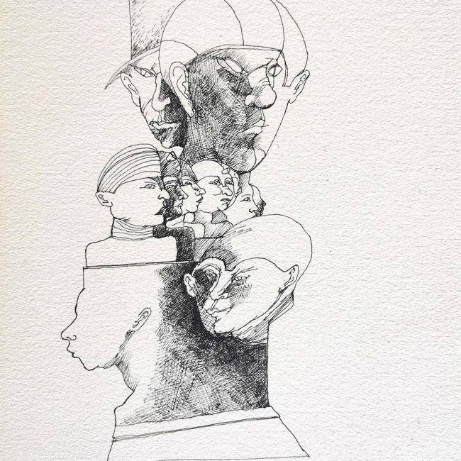 Brian Bourke, "Out of the Head IV", Drawing, 31.5cm x 39cm, Framed