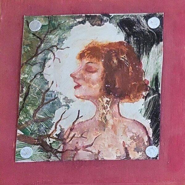 Rita Duffy, Girl III, Oil on aluminium panel, 16 x 16.5cm