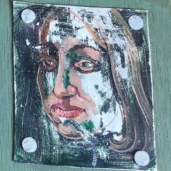 Rita Duffy, Girl IX, Oil on aluminium panel, 15 x 15cm