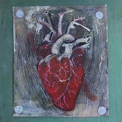 Rita Duffy, Heart I, Oil on aluminium on panel, 17.5 x 16cm