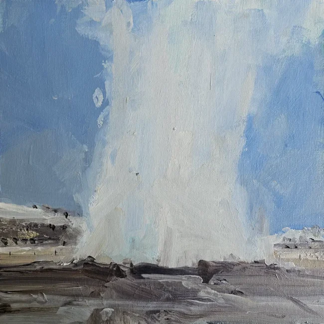 Kaye Maahs Geyser 2 Oil on Board 30 x 30 cm