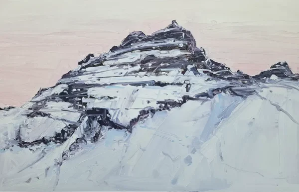 Kaye Maahs Snjó Mountain Oil on Paper 61 x 96 cm