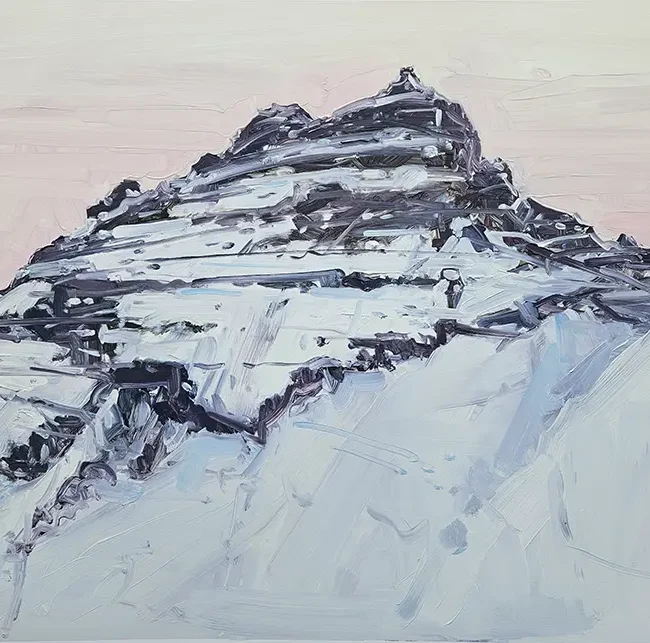 Kaye Maahs Snjó Mountain Oil on Paper 61 x 96 cm